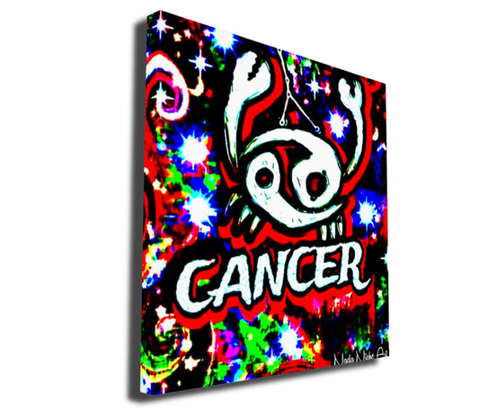 Cancer Zodiac Astrology Wall Canvas With The Crab, Symbol and Star Constellation