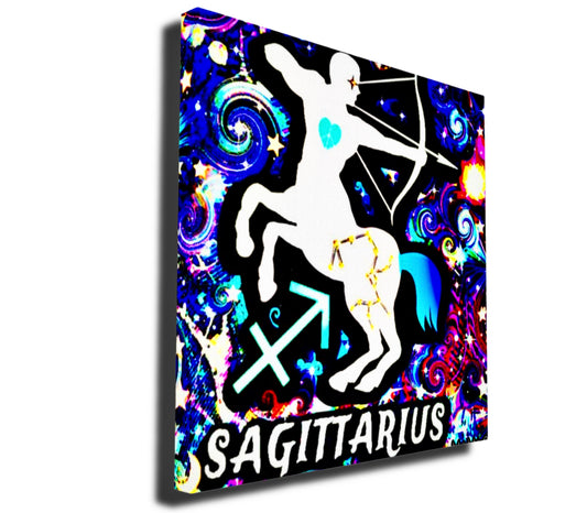 Sagittarius Zodiac Astrology Wall Canvas With The Centaur Archer, Symbol and Star Constellation