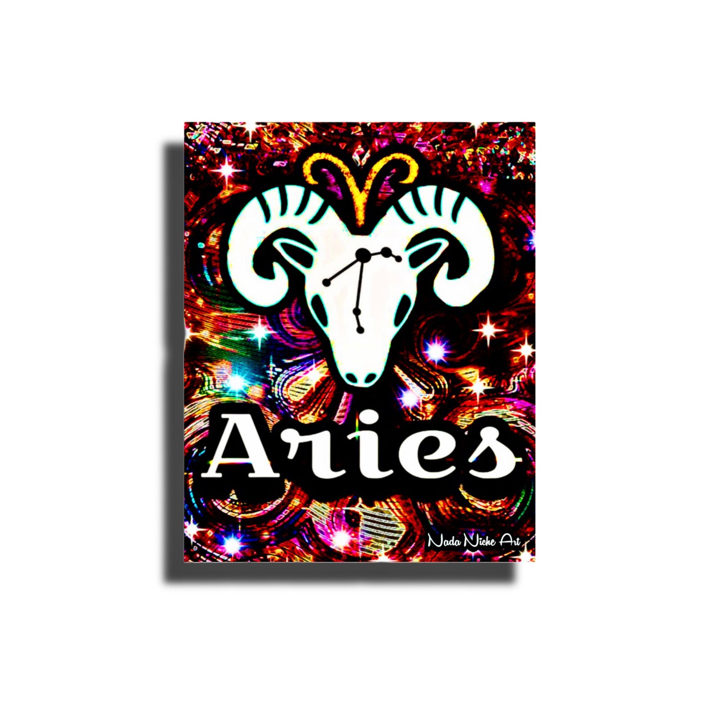 Aries Zodiac Astrology Wall Canvas With The Ram, Symbol and Star Constellation