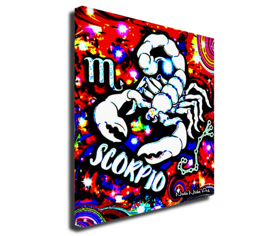 Scorpio Zodiac Astrology Wall Canvas With The Scorpion, Symbol and Star Constellation