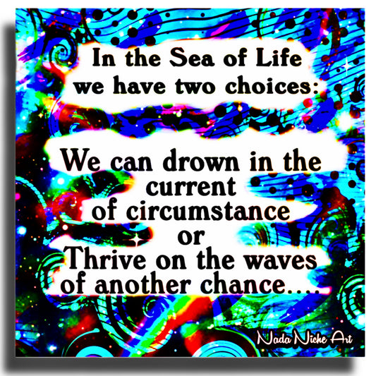 In the Sea of Life we have two choices: We can drown in the current of circumstance or Thrive on the waves of another chance