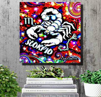 Scorpio Zodiac Astrology Wall Canvas With The Scorpion, Symbol and Star Constellation