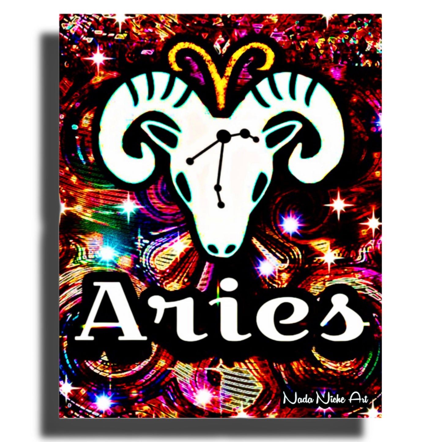 Aries Zodiac Astrology Wall Canvas With The Ram, Symbol and Star Constellation