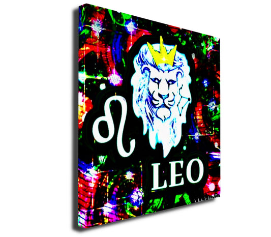 Leo Zodiac Astrology Wall Canvas With The Lion, Symbol and Star Constellation