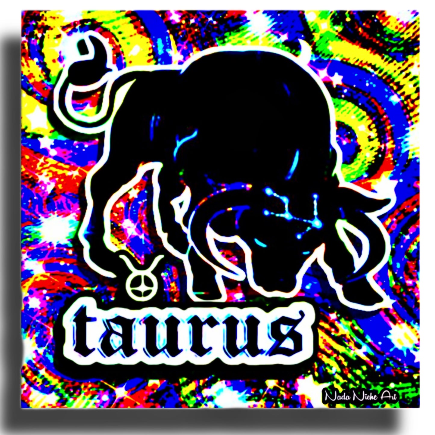 Taurus Zodiac Astrology Wall Canvas With The Bull, Symbol and Star Constellation