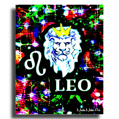 Leo Zodiac Astrology Wall Canvas With The Lion, Symbol and Star Constellation