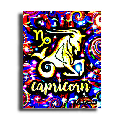 Capricorn Zodiac Astrology Wall Canvas With The Sea-Goat / Goat-Fish, Symbol and Star Constellation
