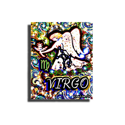 Virgo Zodiac Astrology Wall Canvas With The Virgin Angel Maiden Holding Wheat, Symbol and Star Constellation