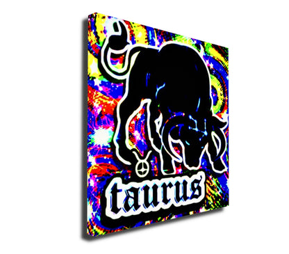 Taurus Zodiac Astrology Wall Canvas With The Bull, Symbol and Star Constellation