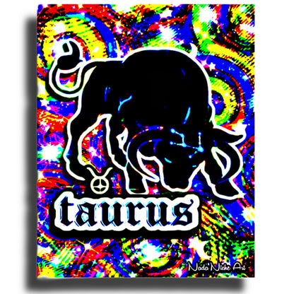 Taurus Zodiac Astrology Wall Canvas With The Bull, Symbol and Star Constellation