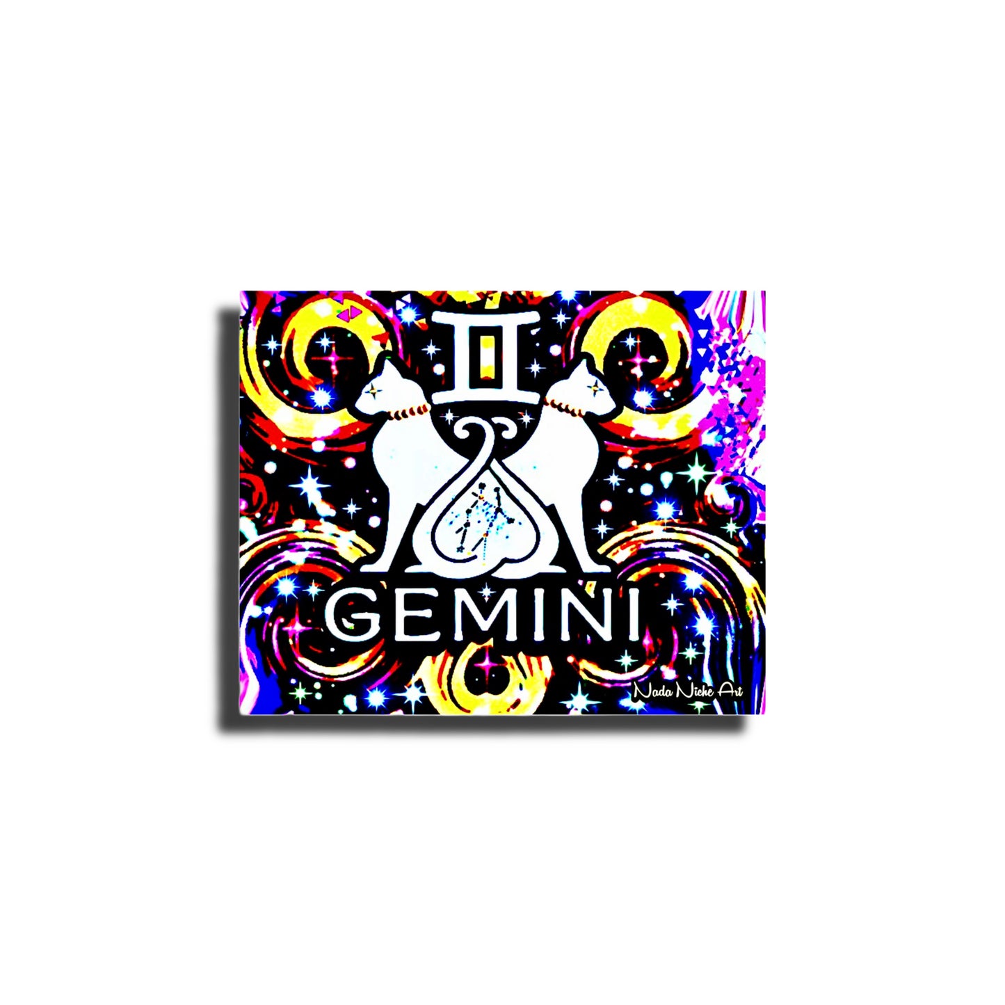 Gemini Zodiac Astrology Wall Canvas With The Twins / Cats, Symbol and Star Constellation