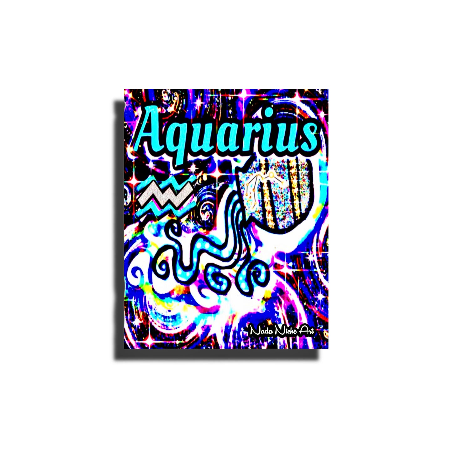 Aquarius Zodiac Astrology Wall Canvas With The Water Bearer Pitcher, Symbol and Star Constellation