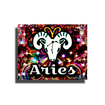 Aries Zodiac Astrology Wall Canvas With The Ram, Symbol and Star Constellation
