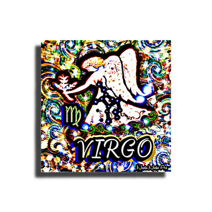 Virgo Zodiac Astrology Wall Canvas With The Virgin Angel Maiden Holding Wheat, Symbol and Star Constellation