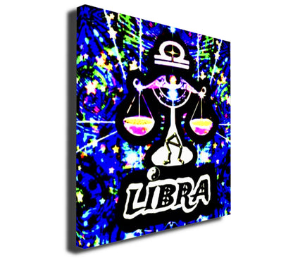 Libra Zodiac Astrology Wall Canvas With The Scales Of Justice, Symbol and Star Constellation