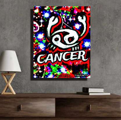 Cancer Zodiac Astrology Wall Canvas With The Crab, Symbol and Star Constellation