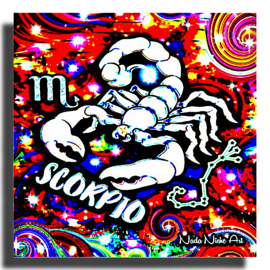 Scorpio Zodiac Astrology Wall Canvas With The Scorpion, Symbol and Star Constellation