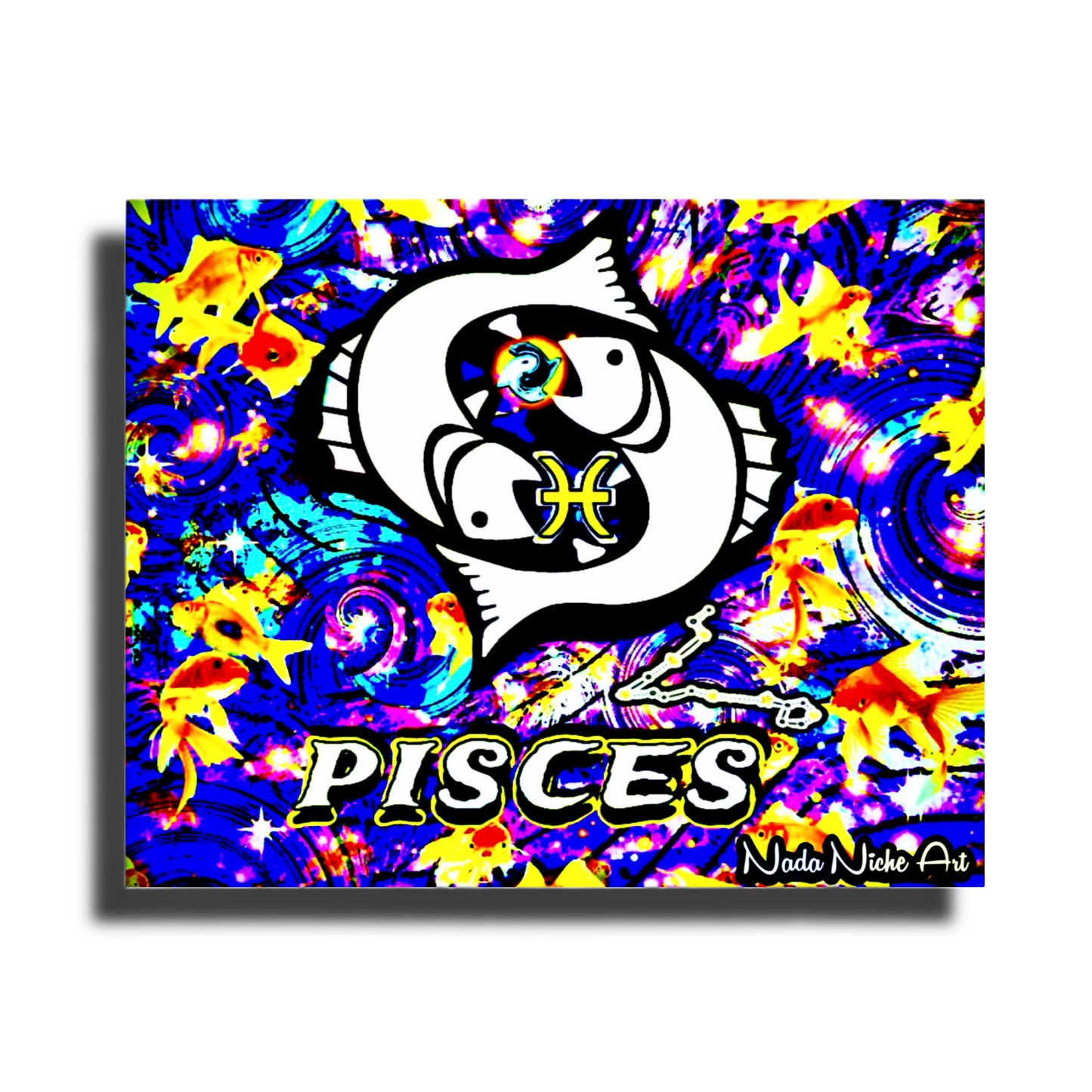 Pisces Zodiac Astrology Wall Canvas With The Fish, Symbol and Star Constellation