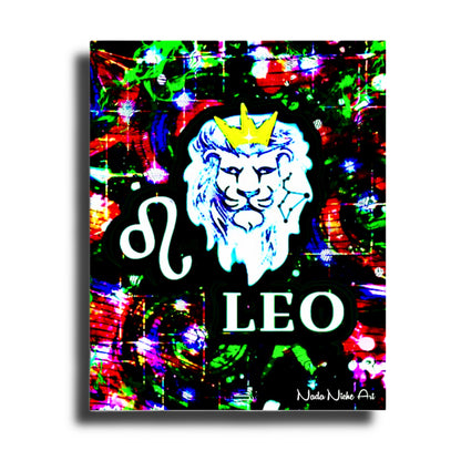 Leo Zodiac Astrology Wall Canvas With The Lion, Symbol and Star Constellation