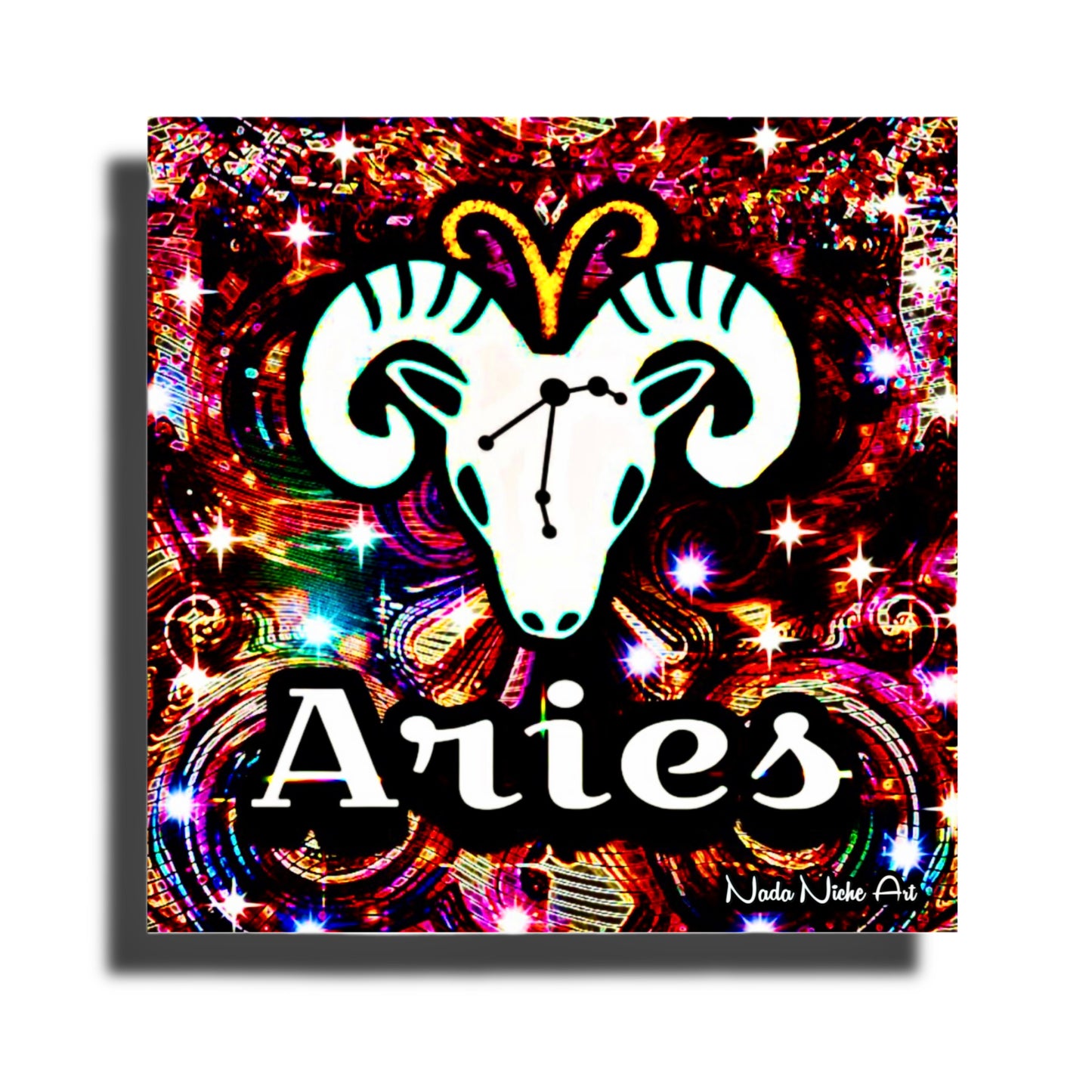 Aries Zodiac Astrology Wall Canvas With The Ram, Symbol and Star Constellation