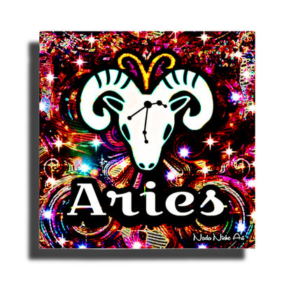 Aries Zodiac Astrology Wall Canvas With The Ram, Symbol and Star Constellation