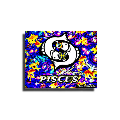 Pisces Zodiac Astrology Wall Canvas With The Fish, Symbol and Star Constellation