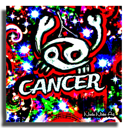 Cancer Zodiac Astrology Wall Canvas With The Crab, Symbol and Star Constellation