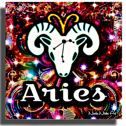 Aries Zodiac Astrology Wall Canvas With The Ram, Symbol and Star Constellation