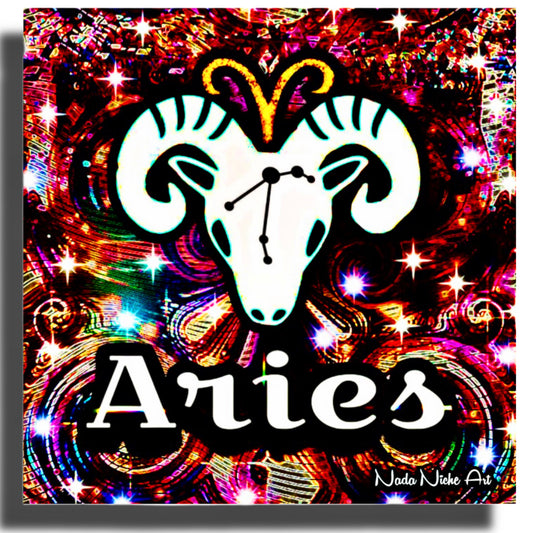 Aries Zodiac Astrology Wall Canvas With The Ram, Symbol and Star Constellation