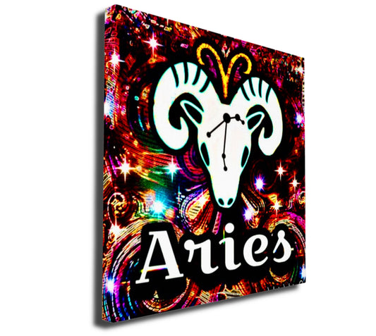 Aries Zodiac Astrology Wall Canvas With The Ram, Symbol and Star Constellation