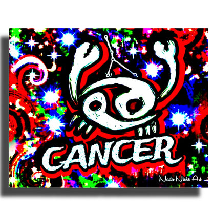 Cancer Zodiac Astrology Wall Canvas With The Crab, Symbol and Star Constellation