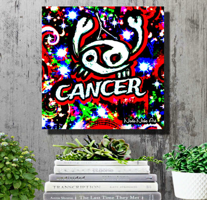 Cancer Zodiac Astrology Wall Canvas With The Crab, Symbol and Star Constellation