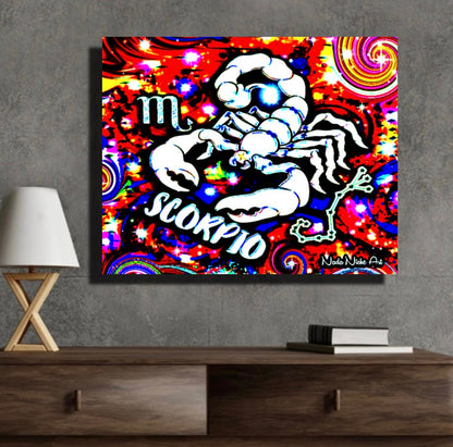 Scorpio Zodiac Astrology Wall Canvas With The Scorpion, Symbol and Star Constellation