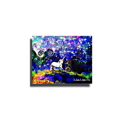 Mystical White Unicorn In A Swirling Rainbow Storm