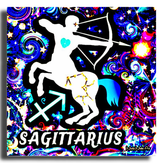 Sagittarius Zodiac Astrology Wall Canvas With The Centaur Archer, Symbol and Star Constellation
