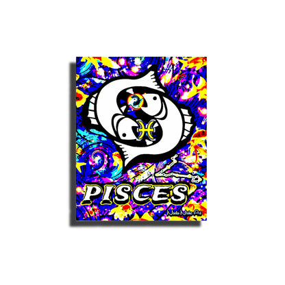 Pisces Zodiac Astrology Wall Canvas With The Fish, Symbol and Star Constellation