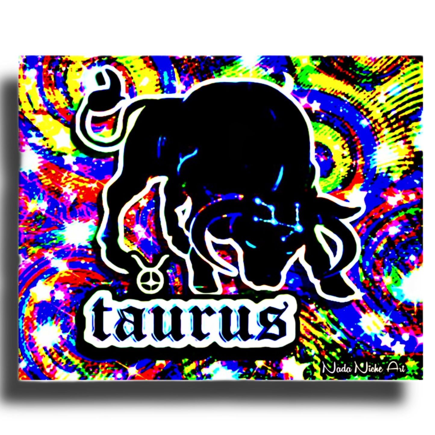 Taurus Zodiac Astrology Wall Canvas With The Bull, Symbol and Star Constellation