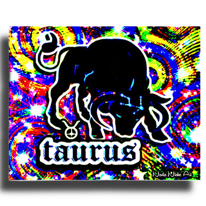 Taurus Zodiac Astrology Wall Canvas With The Bull, Symbol and Star Constellation