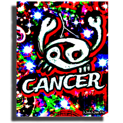Cancer Zodiac Astrology Wall Canvas With The Crab, Symbol and Star Constellation