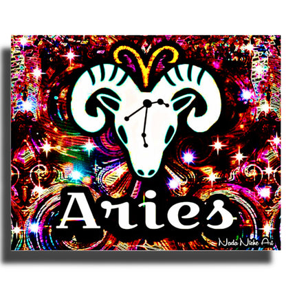 Aries Zodiac Astrology Wall Canvas With The Ram, Symbol and Star Constellation