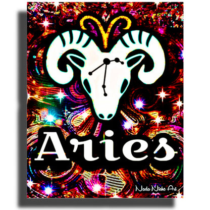 Aries Zodiac Astrology Wall Canvas With The Ram, Symbol and Star Constellation
