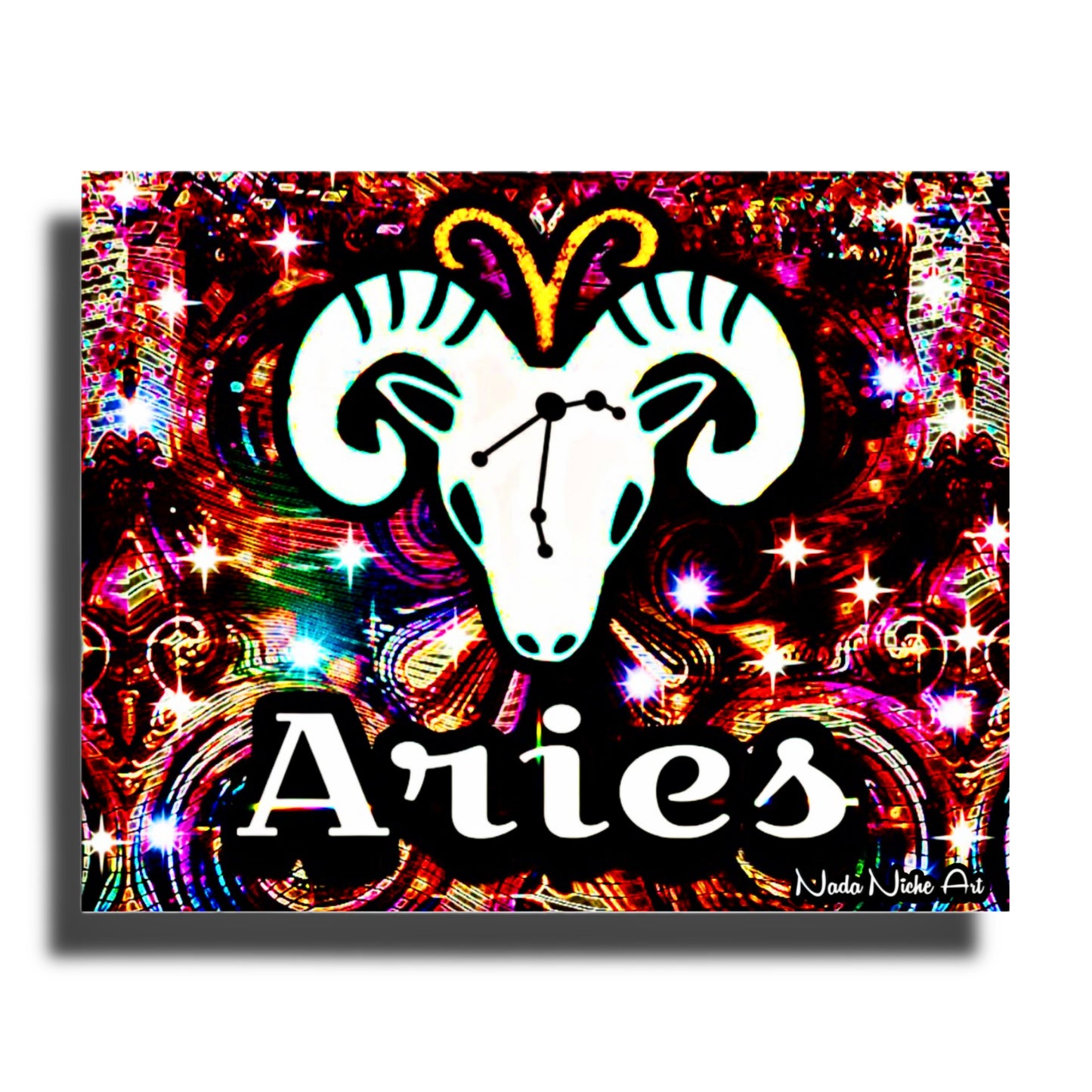 Aries Zodiac Astrology Wall Canvas With The Ram, Symbol and Star Constellation