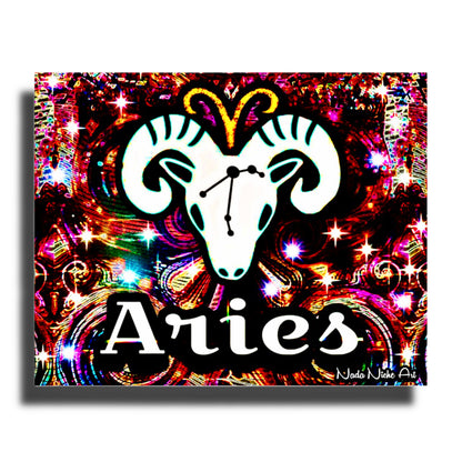 Aries Zodiac Astrology Wall Canvas With The Ram, Symbol and Star Constellation