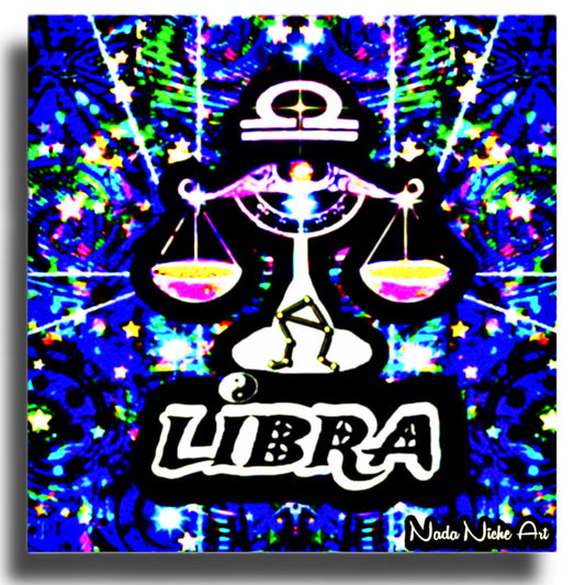 Libra Zodiac Astrology Wall Canvas With The Scales Of Justice, Symbol and Star Constellation