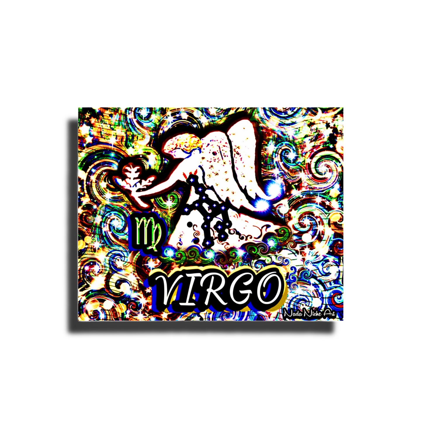 Virgo Zodiac Astrology Wall Canvas With The Virgin Angel Maiden Holding Wheat, Symbol and Star Constellation