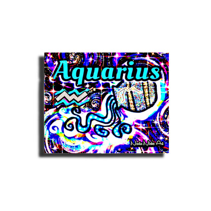 Aquarius Zodiac Astrology Wall Canvas With The Water Bearer Pitcher, Symbol and Star Constellation