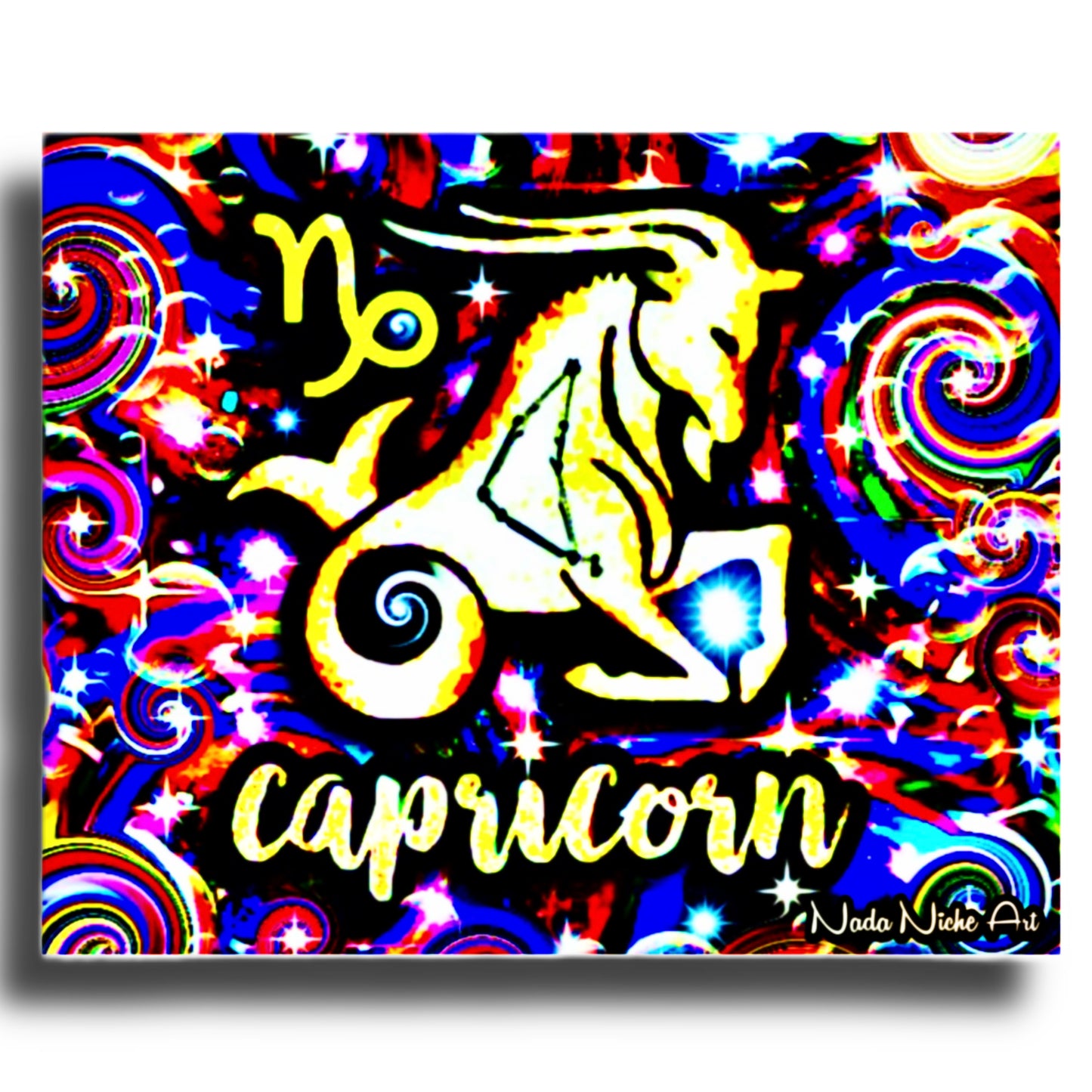 Capricorn Zodiac Astrology Wall Canvas With The Sea-Goat / Goat-Fish, Symbol and Star Constellation